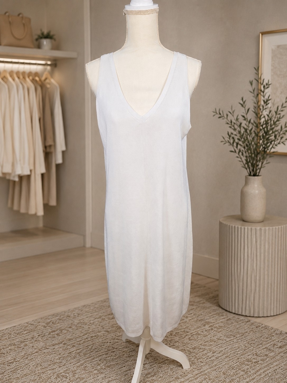 Tommy Bahama White V-Neck Sleeveless Beach Coverup Dress - Picture 3 of 7